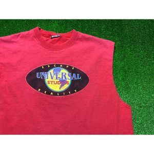 Vintage 90s Universal Studios Escape Reality Men Sleeveless Tee XL Red USA